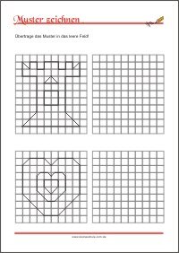 Muster übertragen – Arbeitsblätter zur Förderung der Feinmotorik zum Ausdrucken