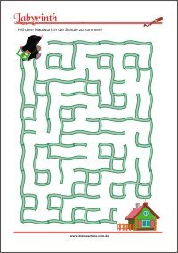 Einfache Labyrinth-Rätsel für Kinder als PDF-Vorlage zum Ausdrucken