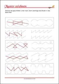 Muster zeichnen – Arbeitsblätter zur Förderung der Feinmotorik zum Ausdrucken