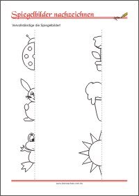 Spiegelbilder nachzeichnen - Feinmotorik Übungen für Kinder zum Ausdrucken
