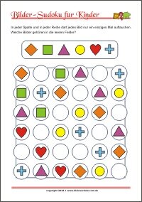 Bilder Sudoku für Kinder mit Lösung - PDF zum kostenlosen Ausdrucken