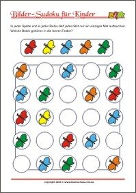 Bilder Sudoku für Kinder mit Lösung - PDF zum kostenlosen Ausdrucken