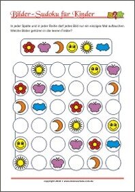Bilder Sudoku für Kinder mit Lösung - PDF zum kostenlosen Ausdrucken