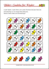 Bilder Sudoku für Kinder mit Lösung - PDF zum kostenlosen Ausdrucken 