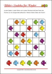 Bilder Sudoku für Kinder mit Lösung - PDF zum kostenlosen Ausdrucken 