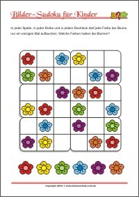 Bilder Sudoku für Kinder mit Lösung - PDF zum kostenlosen Ausdrucken 