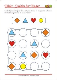Bilder Sudoku für Kinder mit Lösung - PDF zum kostenlosen Ausdrucken 