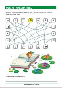 Lesen lernen - Buchstabenrätsel - Kostenloses Buchstabenspiel für Kinder zum Ausdrucken (PDF)