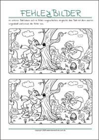 Unterschiede finden für Kinder - Suchbilder als gratis PDF-Vorlagen zum Ausdrucken