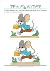 Unterschiede finden für Kinder - Suchbilder als gratis PDF-Vorlagen zum Ausdrucken