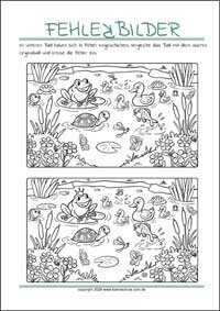 Unterschiede finden für Kinder - Suchbilder als gratis PDF-Vorlagen zum Ausdrucken