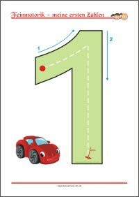 Meine ersten Zahlen mit den Fingern schreiben als PDF-Vorlage zum Ausdrucken