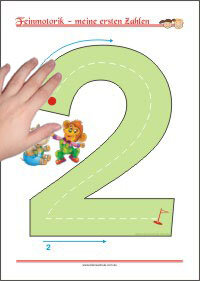 Meine ersten Zahlen mit den Fingern schreiben als PDF-Vorlage zum Ausdrucken