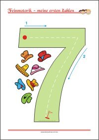 Meine ersten Zahlen mit den Fingern schreiben als PDF-Vorlage zum Ausdrucken