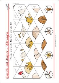 Schneideübung - Flexagon aus Papier basteln - Was war zuerst da – Ei oder Huhn?