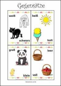 Gegenteile lernen - Kostenlose Bild-Wort-Karten zur Sprachförderung als PDF