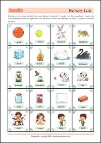 Gegenteile lernen - Kostenloses Memory-Spiel zur Sprachförderung für Kinder als PDF