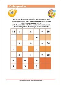 Rechenquadrat - Rechenrätsel Training für Kinder