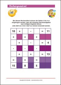 Rechenquadrat - Rechenrätsel Training für Kinder