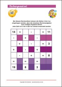 Rechenquadrat - Rechenrätsel Training für Kinder