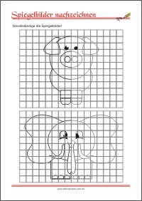 Spiegelbilder nachzeichnen - Feinmotorik Übungen für Kinder zum Ausdrucken