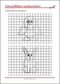 Spiegelbilder nachzeichnen - Feinmotorik Übungen für Kinder zum Ausdrucken