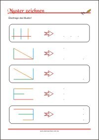 Muster übertragen – Arbeitsblätter zur Förderung der Feinmotorik zum Ausdrucken