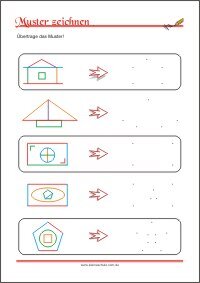 Muster übertragen – Arbeitsblätter zur Förderung der Feinmotorik zum Ausdrucken