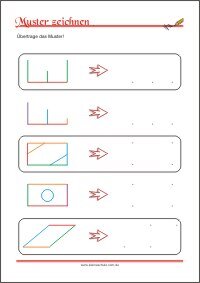 Muster übertragen – Arbeitsblätter zur Förderung der Feinmotorik zum Ausdrucken