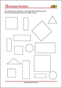 Quadrate erkennen - Übungen für Kinder zum Ausdrucken Geometrische Formen erkennen – Kostenlose Arbeitsblätter für Kinder als PDF
