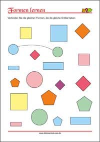 Formen erkennen und zuordnen - Übungen für Kinder Geometrische Formen erkennen und zuordnen – Kostenlose Arbeitsblätter für Kinder als PDF