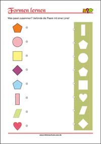 Formen erkennen und zuordnen - Übungen für Kinder Geometrische Formen erkennen und zuordnen – Kostenlose Arbeitsblätter für Kinder als PDF