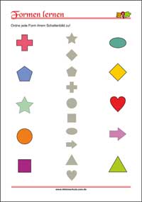 Formen zuordnen - Übungen für Kinder zum Ausdrucken Geometrische Formen zuordnen – Kostenlose Arbeitsblätter für Kinder als PDF