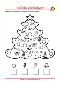 Einfache Zählaufgabe - Kostenlose Arbeitsblätter als PDF zum Ausdrucken