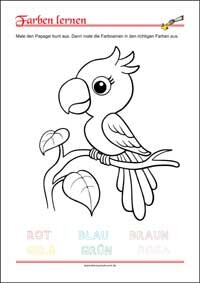 Male das Bild bunt aus - Malbuch für Kinder Farben lernen - Kostenlose Arbeitsblätter mit Bilder für Kinder zum Ausdrucken