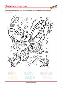 Male das Bild bunt aus - Malbuch für Kinder Farben lernen - Kostenlose Arbeitsblätter mit Bilder für Kinder zum Ausdrucken