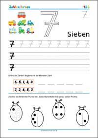 Zahlen lernen und schreiben - Kostenlose Arbeitsblätter als PDF zum Ausdrucken