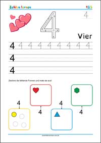 Zahlen lernen und schreiben - Kostenlose Arbeitsblätter als PDF zum Ausdrucken