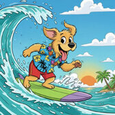 Hund surft Jigsaw Puzzle - Kostenloses Online-Puzzlespiel für Kinder