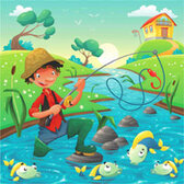 Angler am Fluss Jigsaw Puzzle - Kostenloses Online-Puzzlespiel für Kinder