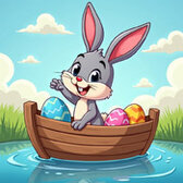 Osterhase im Boot Jigsaw Puzzle - Kostenloses Online-Puzzlespiel für Kinder
