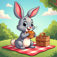 Hase beim Picknick Jigsaw Puzzle - Kostenloses Online-Puzzlespiel für Kinder